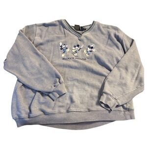 Vintage 90s Mickey Mouse Sweatshirt Crewneck Embroidered Disney Large‎